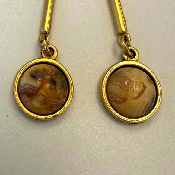 TOVA Neutral Coloured Gemstone and Crystal Long Earrings in Coated Brass - Picture 4 of 14